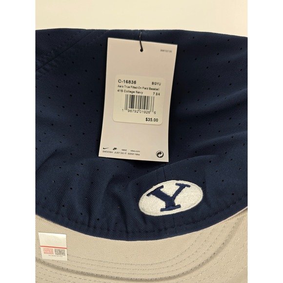 Nike BYU Cougars Flat Bill‎ Cap Hat Men's 7 7/8 College Navy Blue Brigham Young - Picture 8 of 13